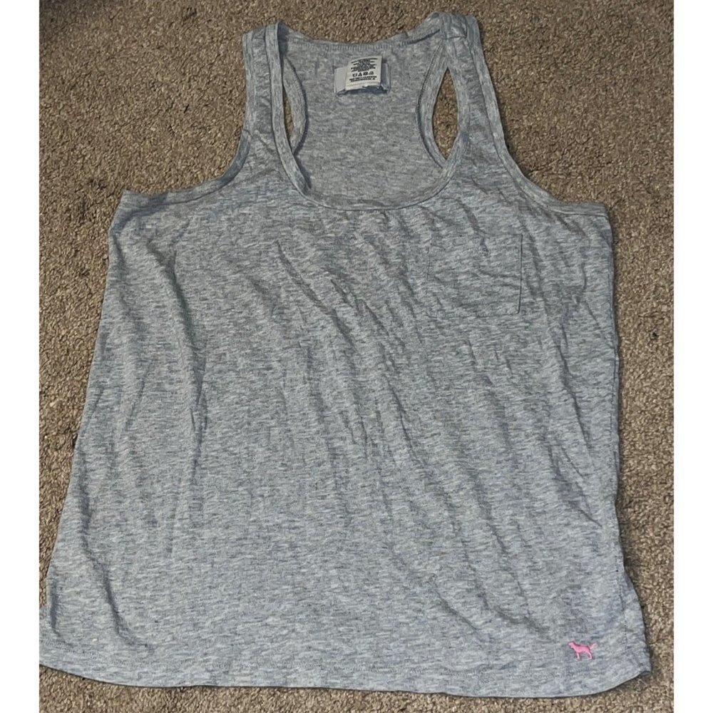 Pink Women Grey Tank Top — Small